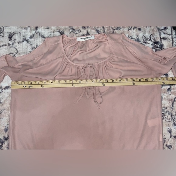 Amanda Uprichard Pink Dusty Rose Cold Shoulder Blouse High Low Top Size Small - Picture 4 of 6